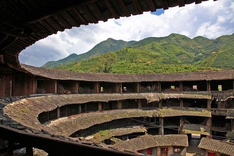 Dél-kelet Kínában Hakka vályogházak Unesco örökség