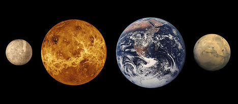 Föld típusú bolygók: Merkur, Vénusz, Föld, Mars