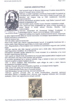 HUNYADI jÁNOS ÉLETE
