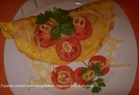 Tojásos omlett sonkás-gombás raguval 1