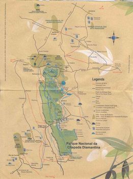 A Chapada Diamantina Nemzeti Park térképe, Bahia állam