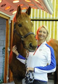 At the opening of the Anglia Ruskin University and College of West Anglia new Equine Therapy Centre is Sharon Hunt with Tanker's Town