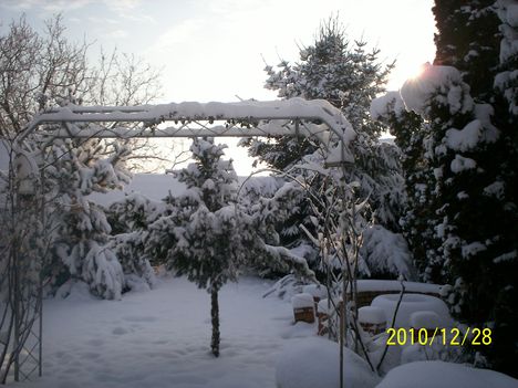 tél, a kertben