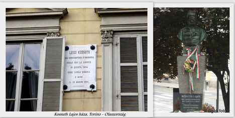 Kossuth Lajos háza és szobra  Torinóban (nagyítsd ki!)