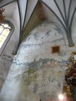 Selmecbánya-Eredeti falfreskó a Szt.Erzsébet templomból