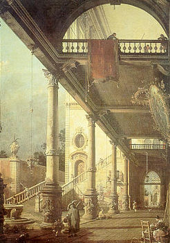 Canaletto, Capriccio con colonnato, 1765
