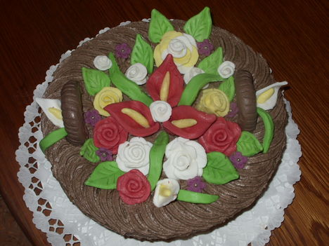 Virágkosár torta