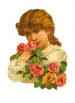 vintage girl with roses