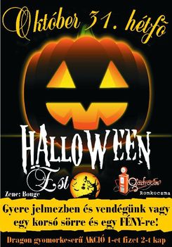 Halloween buli október 31-én a Gázfröccsben!!! Gyere jelmezben, megéri!