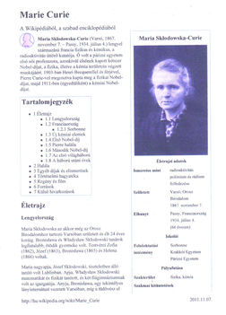 Marie Curie élete