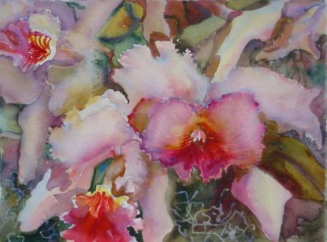 Rózsaszín orchidea - festmény