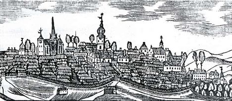 Debrecen látképe - fametszet 1788-ből