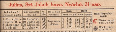 Naptár 1931. július