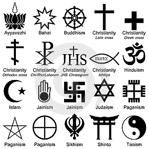 a Föld nagyobb vallásainak jelképei