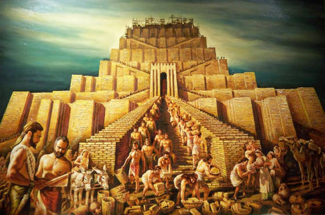 Bábel tornyának építése Babilonban