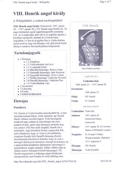VIII HENRIK ÉLETE