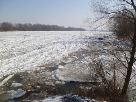 Rajka, jégtorlódás a Duna folyam rajkai szakaszán, 2012. február 08.