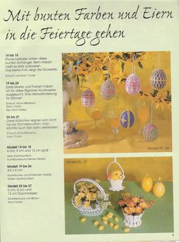 horgolt tojások és kosárkák