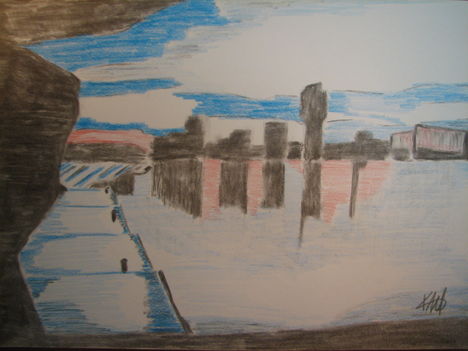 nagy városi éj , 30 x 40 vegyes technika