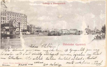 Győr, 1890. Látkép a Duna partról