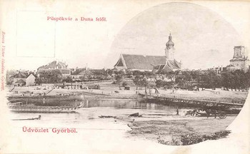 Győr, 1890. Püspökvár a Duna felől