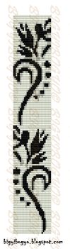 Fekete-fehér kacskaringók gyöngyszövés karkötő minta