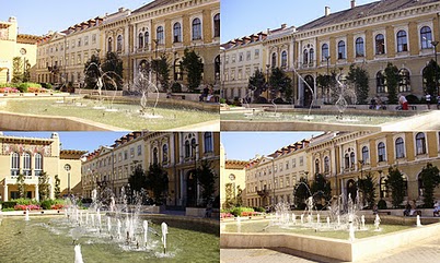 Sopron-Petőfi tér, szökőkuttal