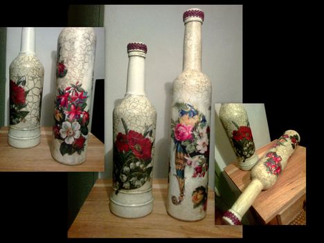 Virágcsokros  antikolt üvegek