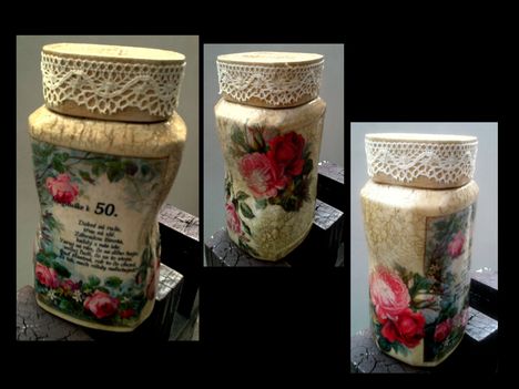 Decoupage - üvegtároló jubil. évfordulóra