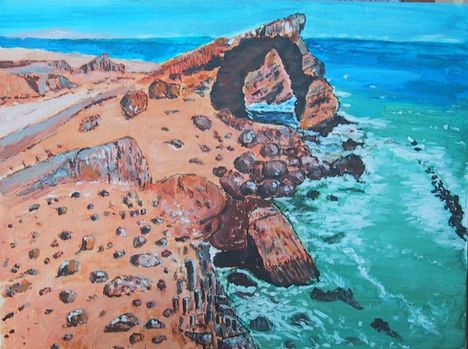 Namíbia, sziklák a tengerparton, acryl