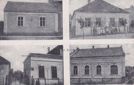 Evangélikus iskola és tanítói lak, a községháza és jegyzőlak 1931-ben