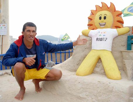 Escultura areia mascote Jogos Panamericanos 2007