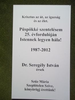 dr.Seregély István ny.egri érsek emlékképe