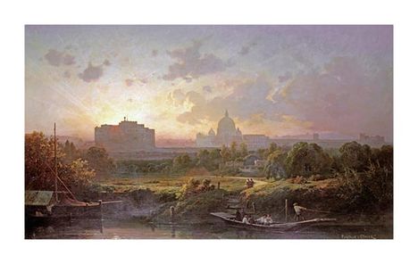 Antoine Ponthus-Cinier - View of Rome at Sunset
