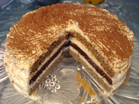 Csíkos süti torta formába