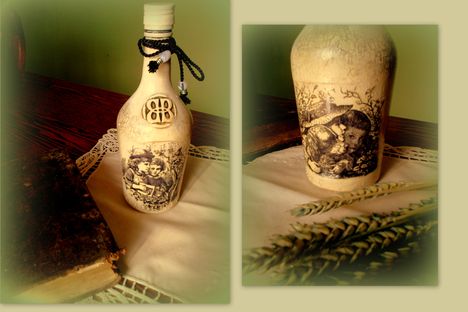 Decoupage -  vintage uveg