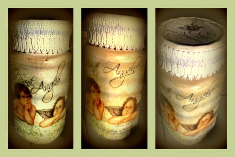 Decoupage - barokk angyalkás tároló uveg