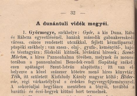 1889. Földrajzkönyv  Győr megye