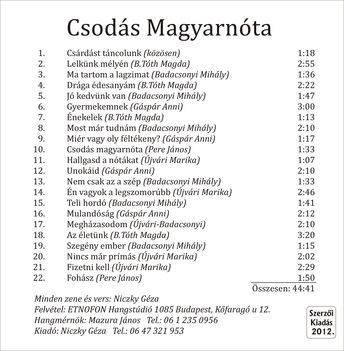 Géza Niczky csodás magyarnóta cimmel megjelent cd 2