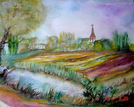 Dunaharaszti látkép akvarell