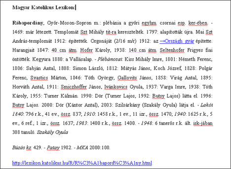 Információk a rábapordányi egyházközség történetéről 