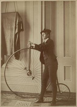 Frances Benjamin Johnston: full-length self-portrait dressed as a man with false moustache,  Between 1880 and 1900