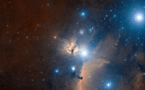 The region of Orion’s Belt and the Flame Nebula
