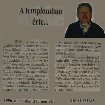 A templomban érte. Kisalföld, 1996.12