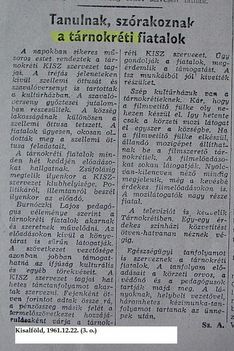 ... a tárnokréti fiatalok,Kisalföld, 1961.12