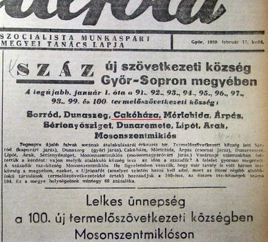 Cakóháza új szövetkezeti község, Kisalföld1959.02.17. 1