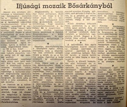 Ifjúság Bősárkányból, Kisalföld, 1961.06.01. 2