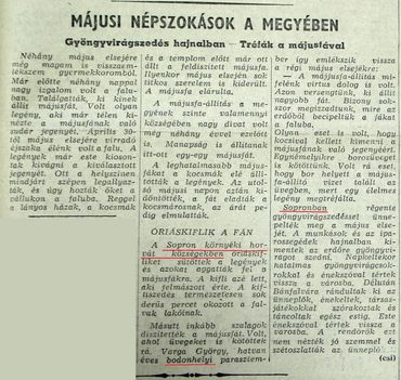 Májusi népszokások, Kisalföld, 1961.04.29. 5