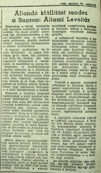 A Soproni Állami Levéltár. Kisalföld, 1960.10.20. 4
