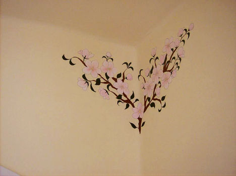 cseresznyevirág, festés, fal, dekorálás 1